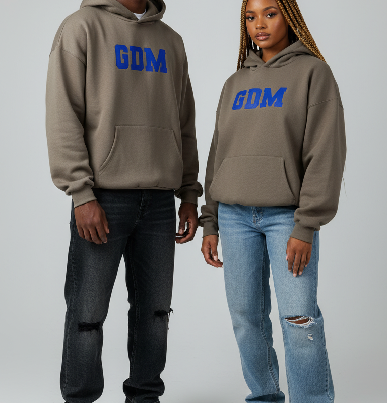 Dark Brown and Blue Hoodie