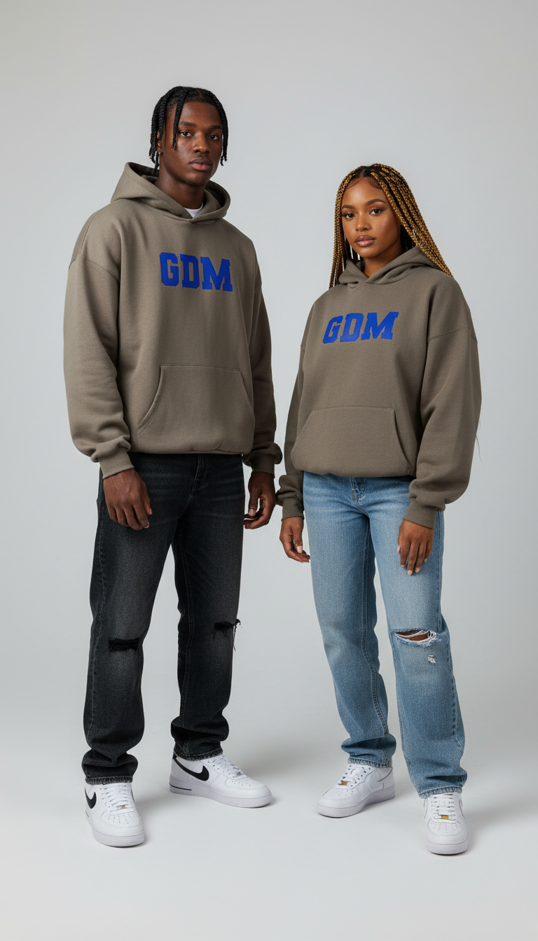Dark Brown and Blue Hoodie