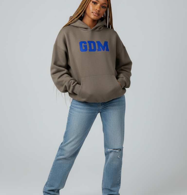 Dark Brown and Blue Hoodie
