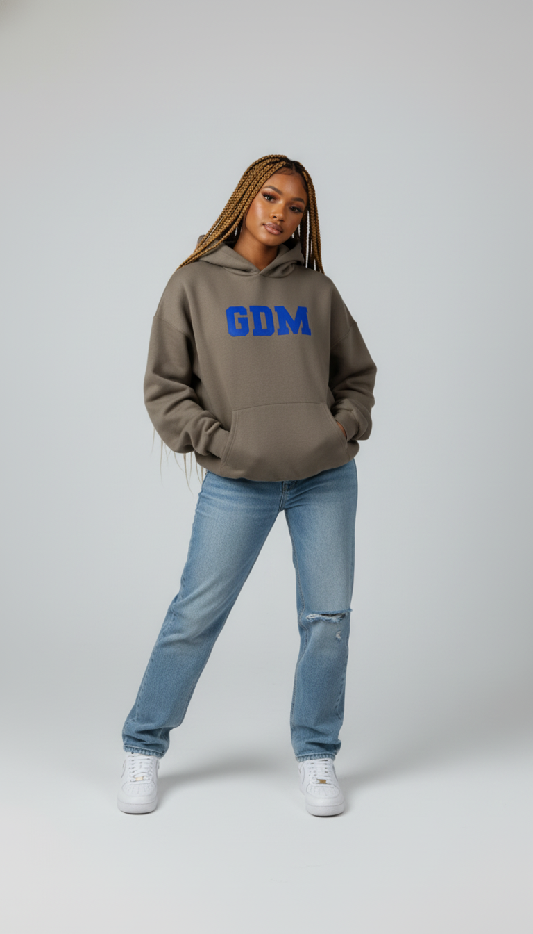 Dark Brown and Blue Hoodie