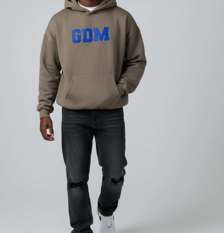 Dark Brown and Blue Hoodie