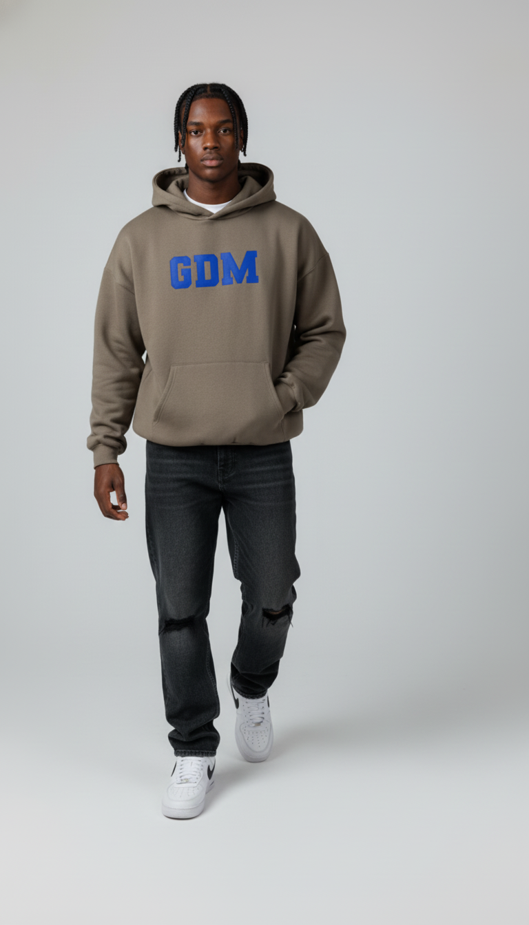 Dark Brown and Blue Hoodie