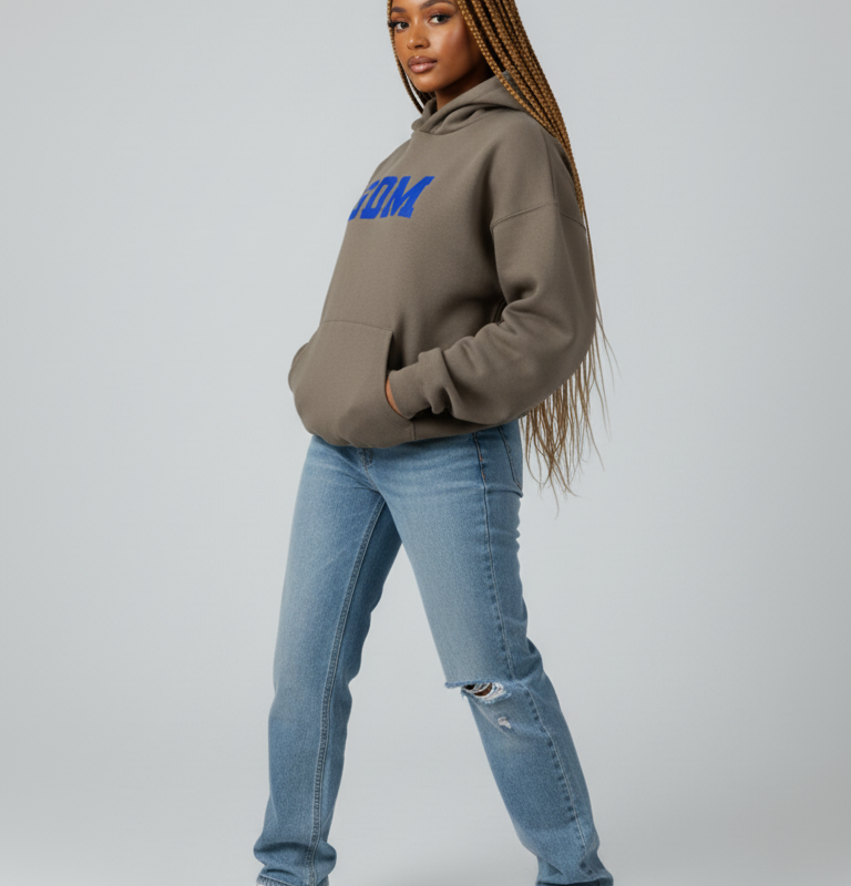 Dark Brown and Blue Hoodie