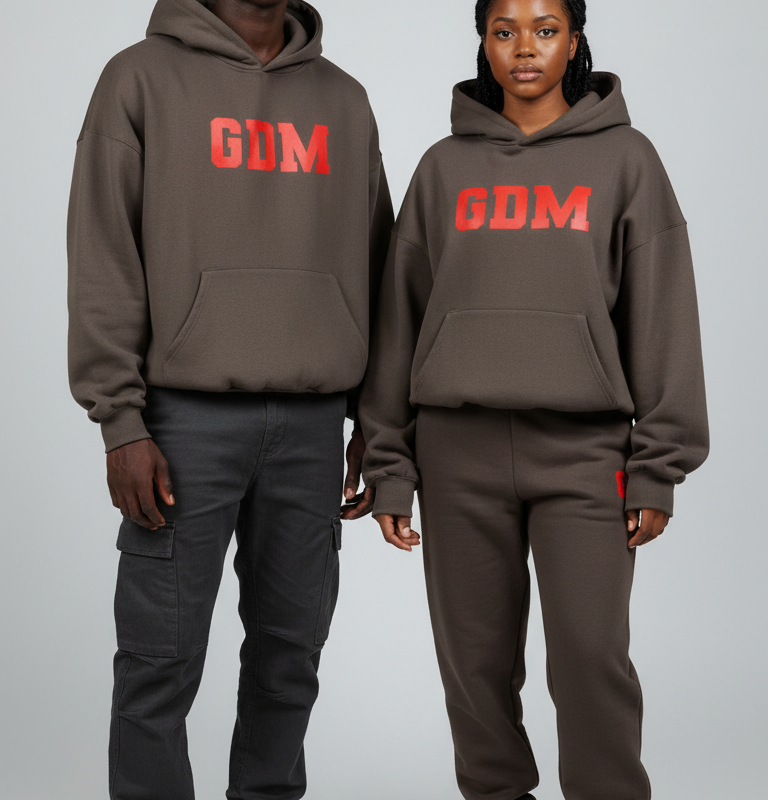 Dark Brown and Red Hoodie