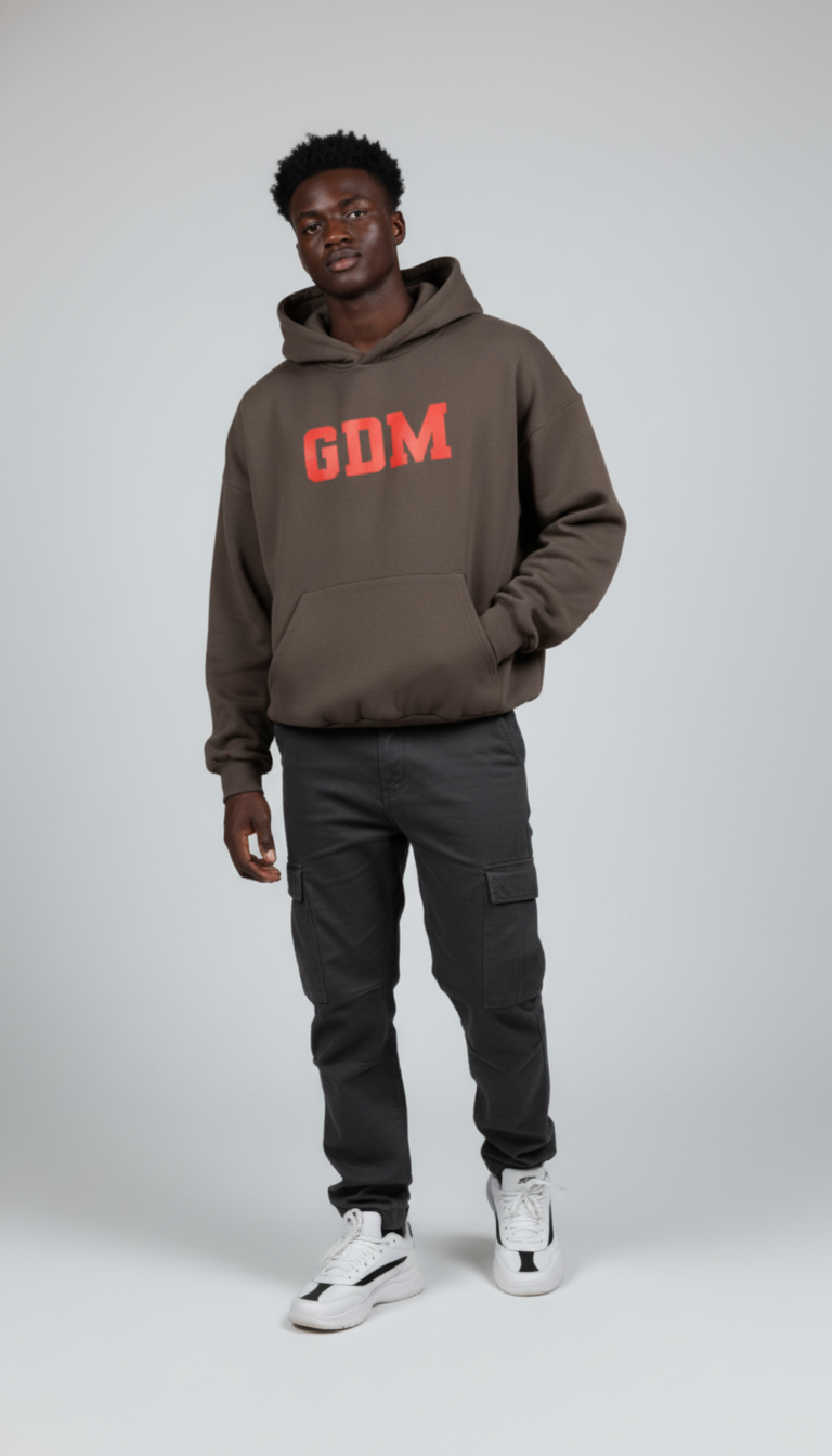 Dark Brown and Red Hoodie