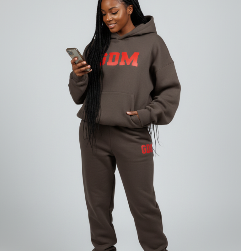 Dark Brown and Red Hoodie