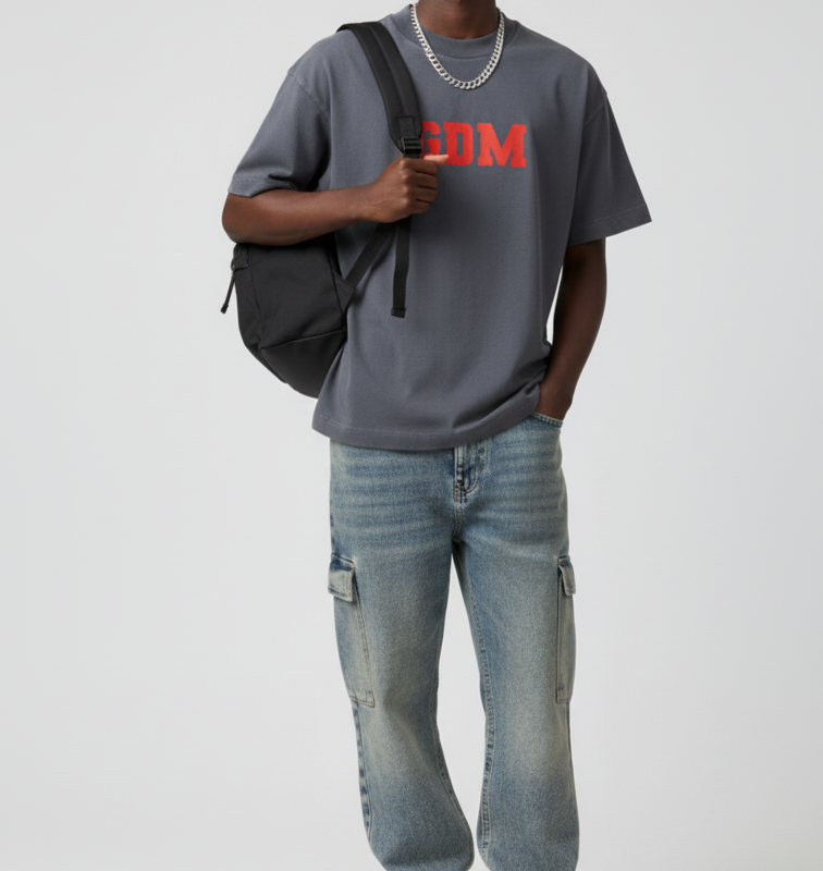 hi_ash_red_3 Dark Grey & Red T-Shirt