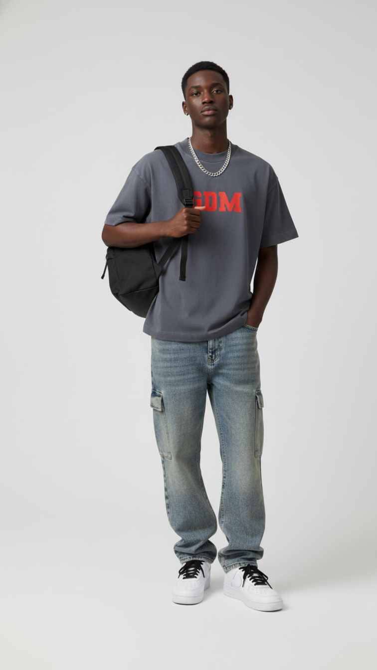 hi_ash_red_3 Dark Grey & Red T-Shirt